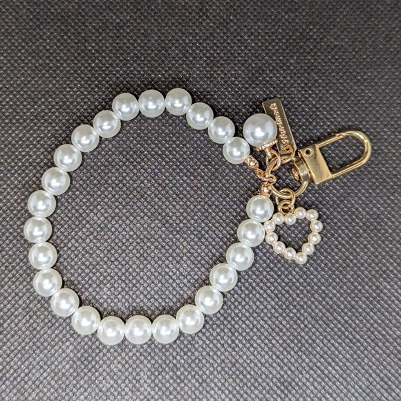 Unbranded Jewelry - Bag charm, heart, faux pearls, gold tone, New!